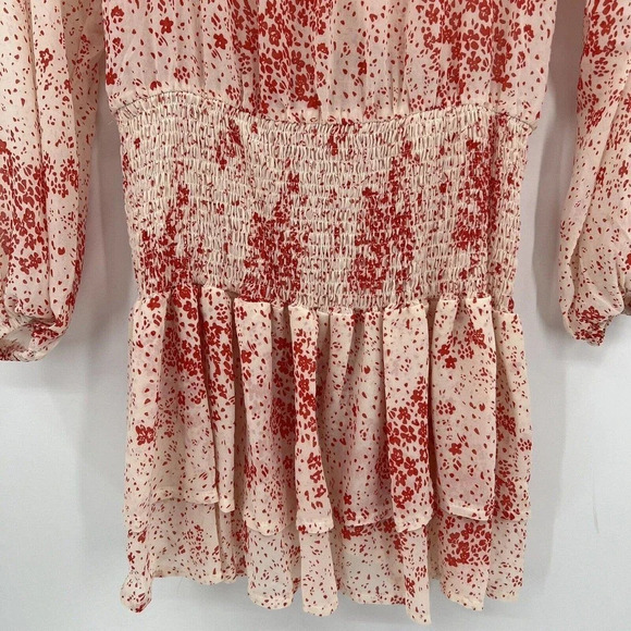Princess Polly Altona Red Ivory Floral Print Mini Dress Women's Size 6 NWT - Picture 9 of 12
